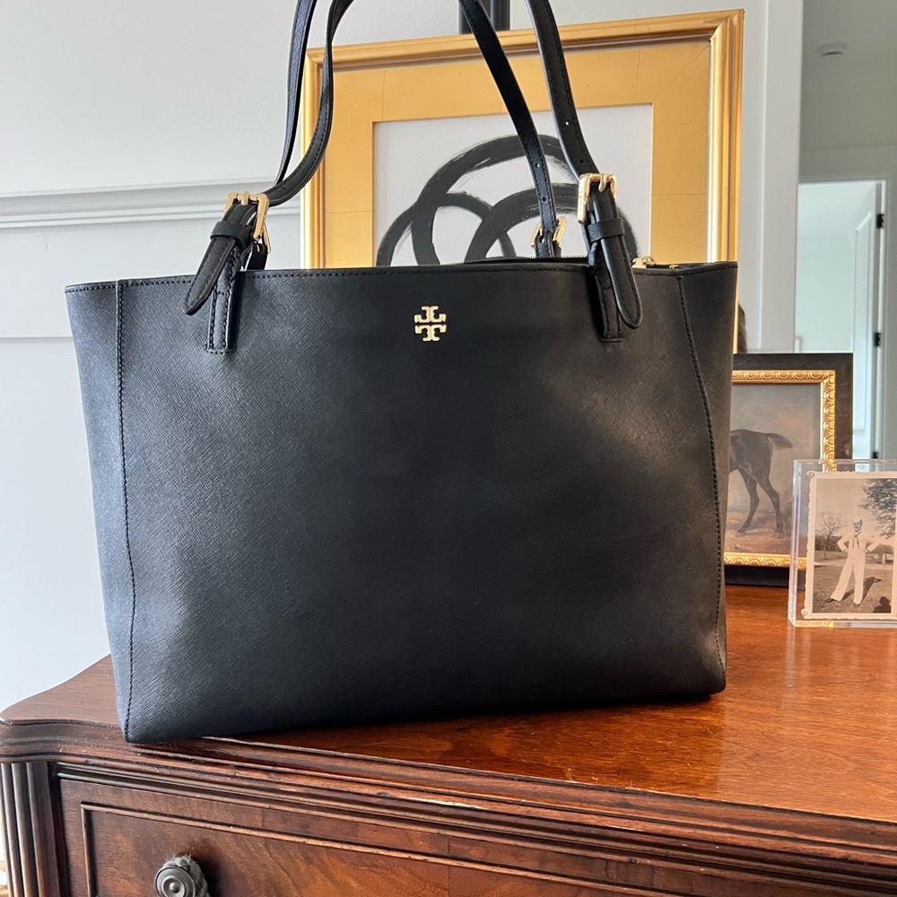 Tory Burch Black Leather Tote Bag